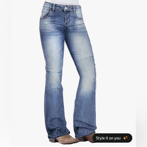 Flamingals Denim - Flamingals Low Rise Boot Cut Jeans for Women Butt Lifting Western Pants M